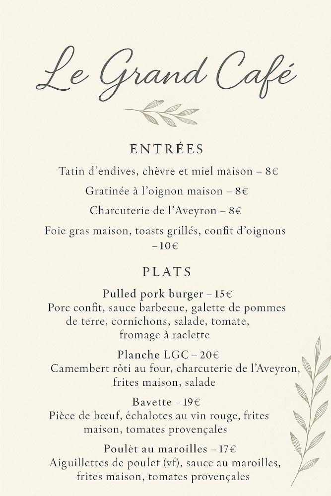 Le grand Café - Menu Image 1